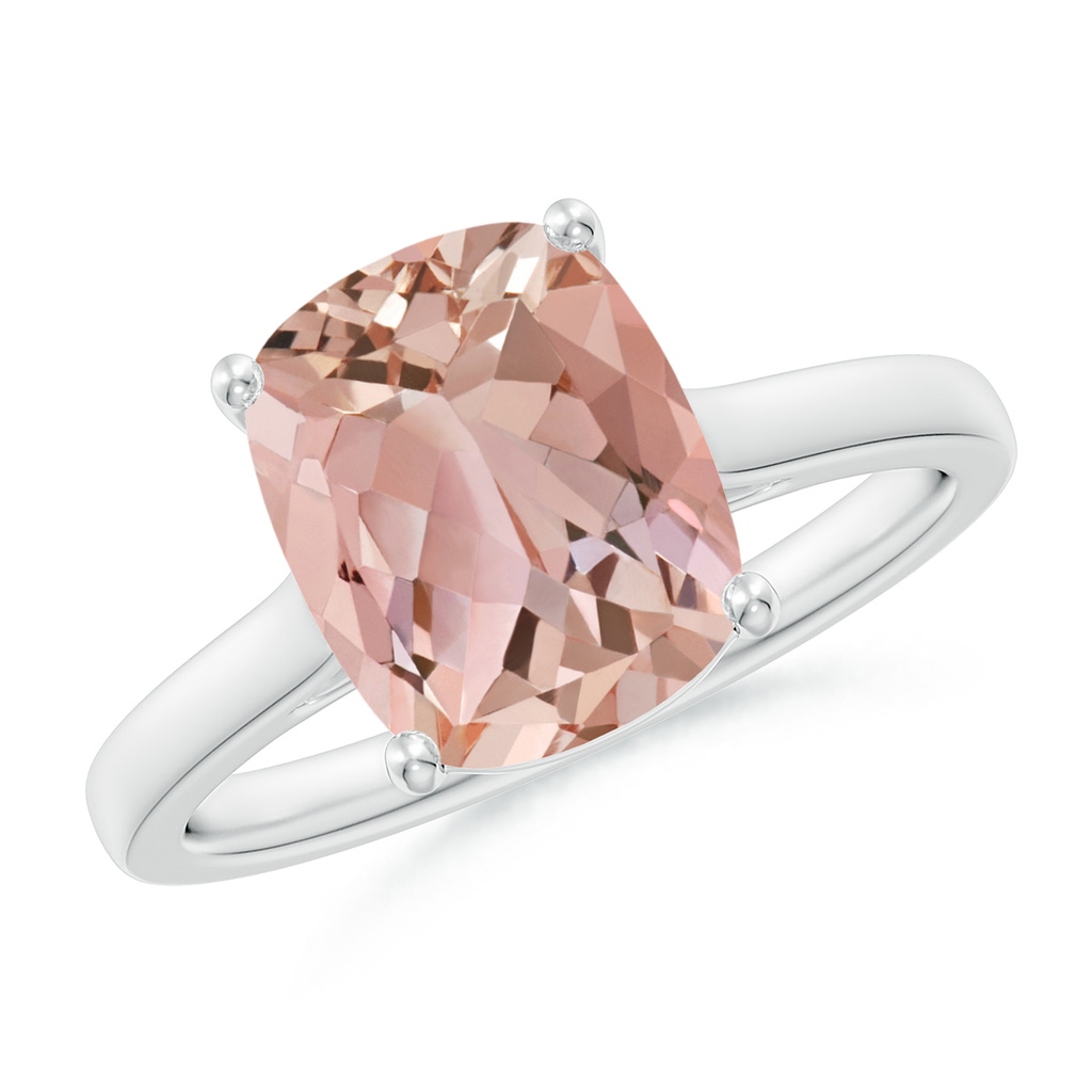 10x8mm AAAA Classic Cushion Morganite Solitaire Ring in P950 Platinum