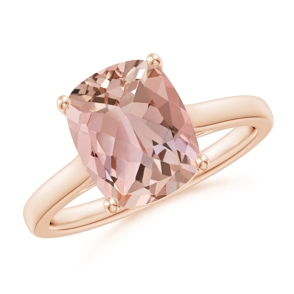 10x8mm AAAA Classic Cushion Morganite Solitaire Ring in Rose Gold 