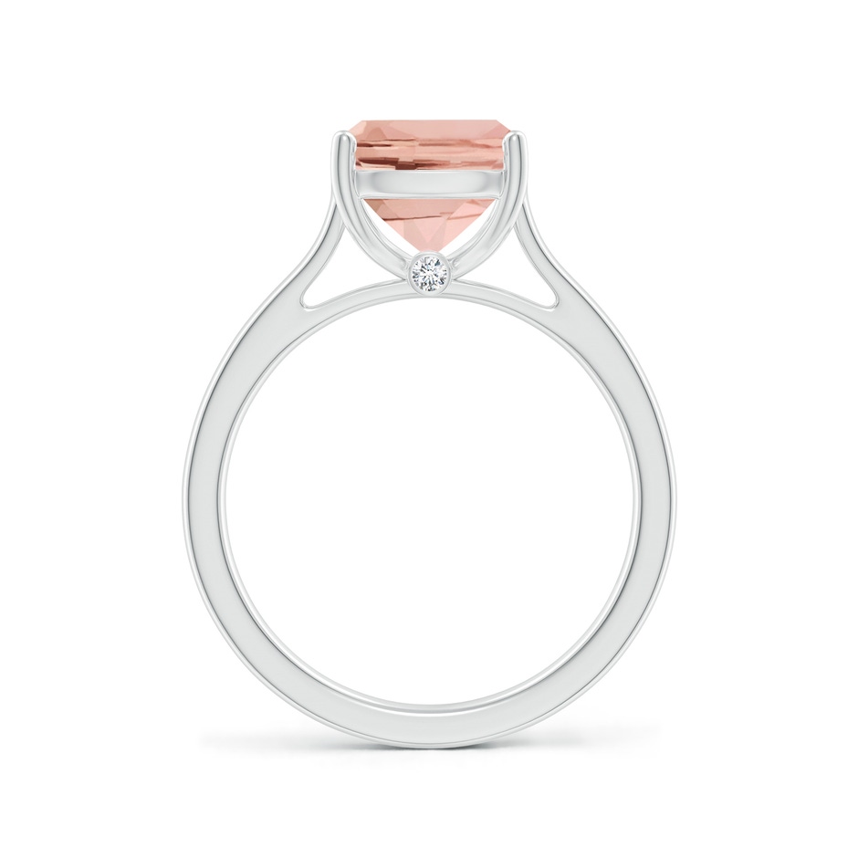 10x8mm AAAA Classic Cushion Morganite Solitaire Ring in White Gold side-1