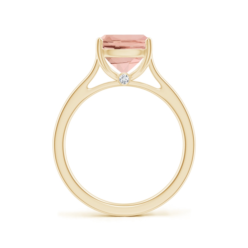 10x8mm AAAA Classic Cushion Morganite Solitaire Ring in Yellow Gold side-1