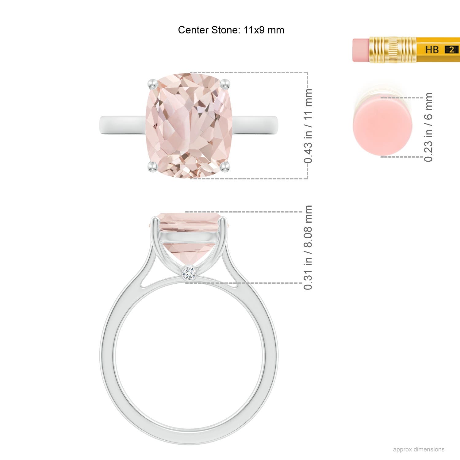 A - Morganite / 3.93 CT / 14 KT White Gold