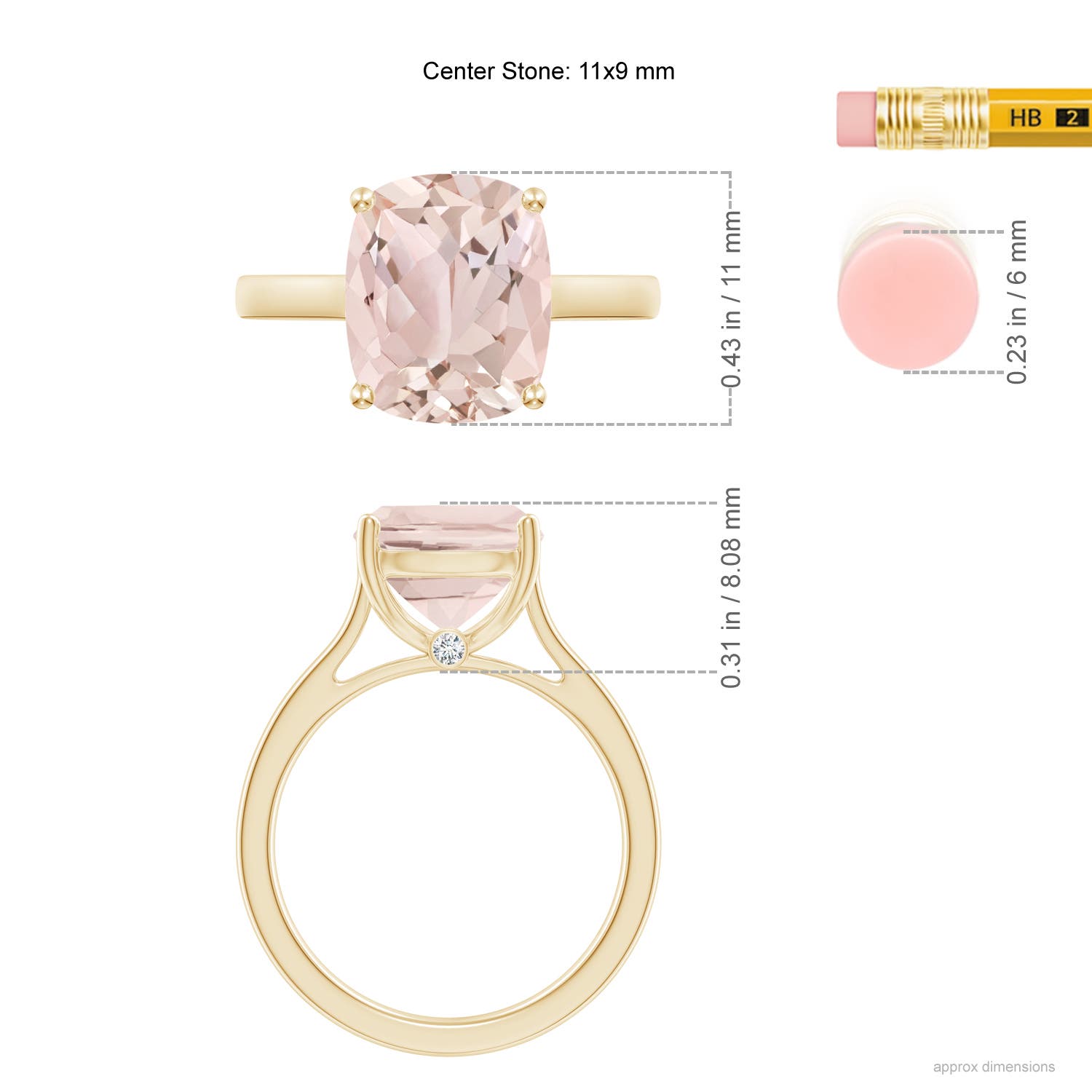 A - Morganite / 3.93 CT / 14 KT Yellow Gold