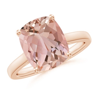 11x9mm AAAA Classic Cushion Morganite Solitaire Ring in Rose Gold