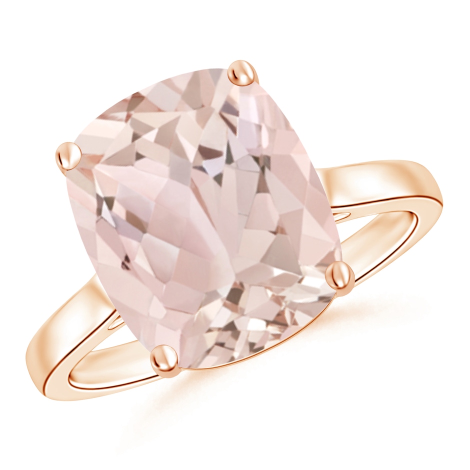 12x10mm A Classic Cushion Morganite Solitaire Ring in Rose Gold 