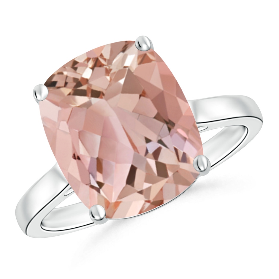 12x10mm AAAA Classic Cushion Morganite Solitaire Ring in White Gold 