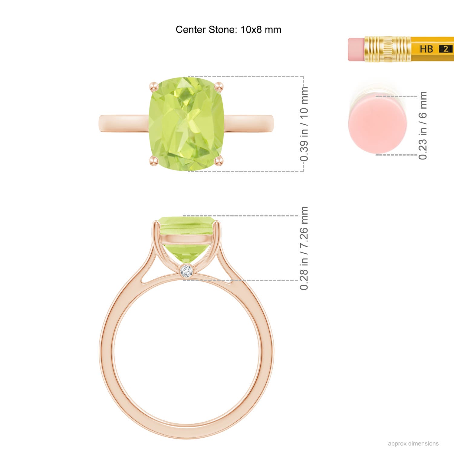 A - Peridot / 2.92 CT / 14 KT Rose Gold