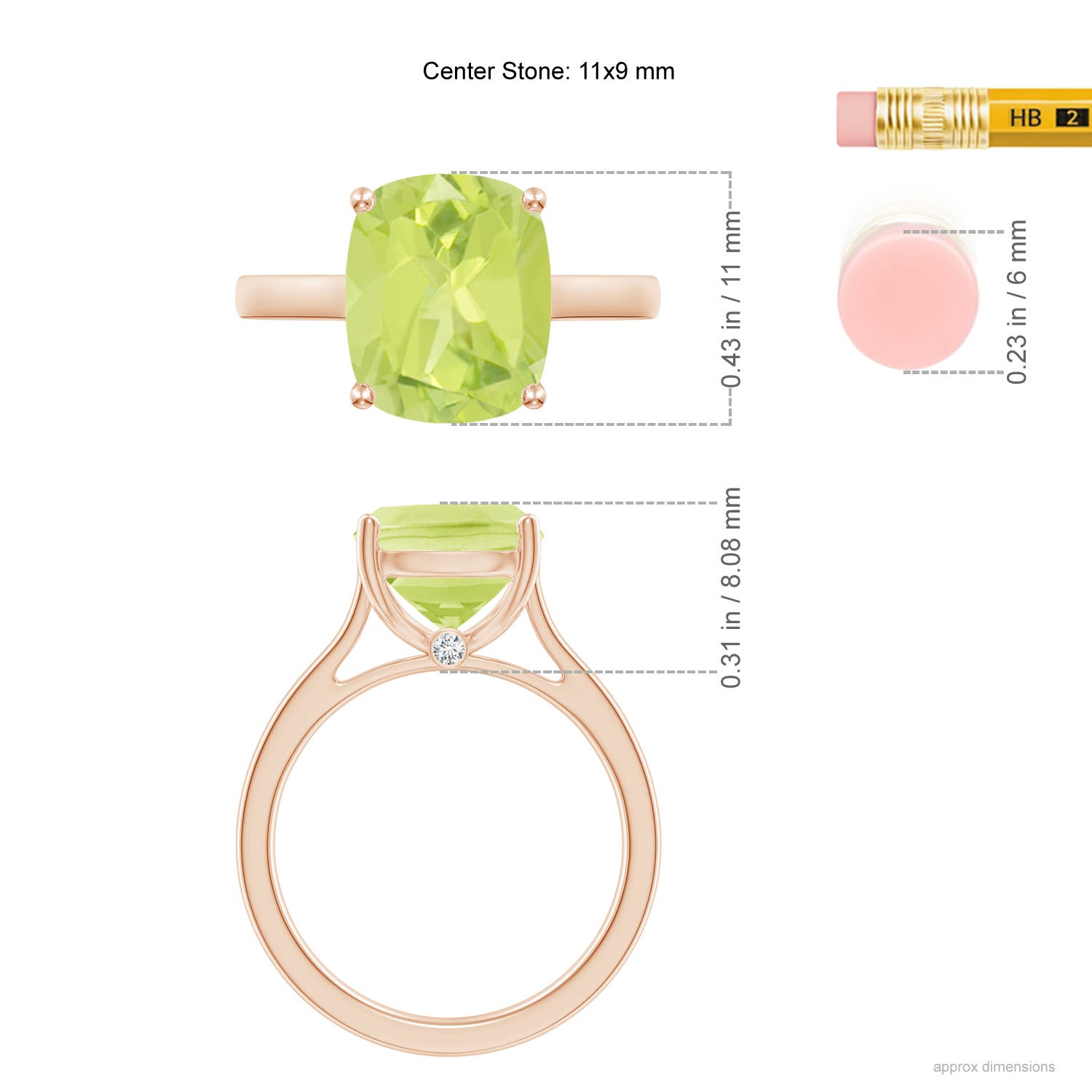 A - Peridot / 4.03 CT / 14 KT Rose Gold