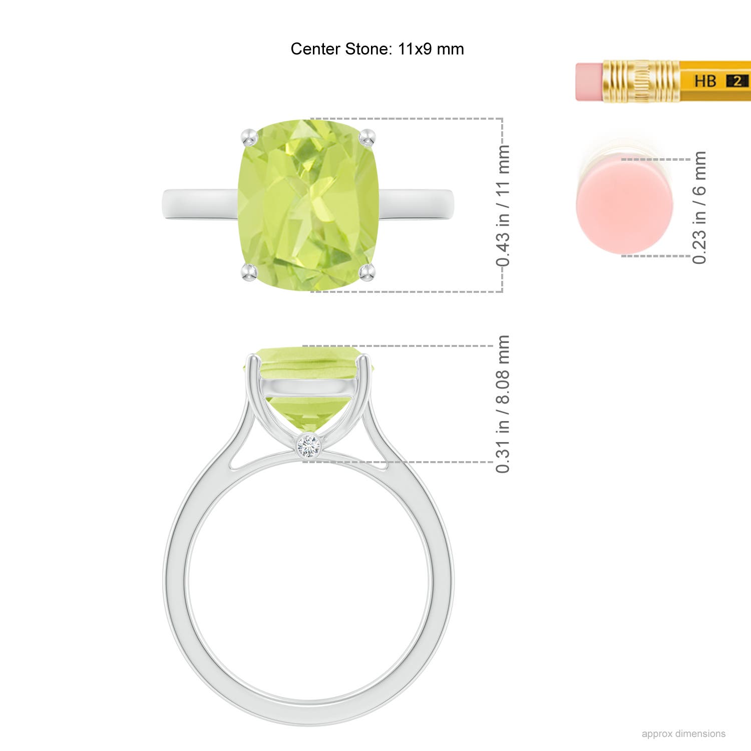 A - Peridot / 4.03 CT / 14 KT White Gold