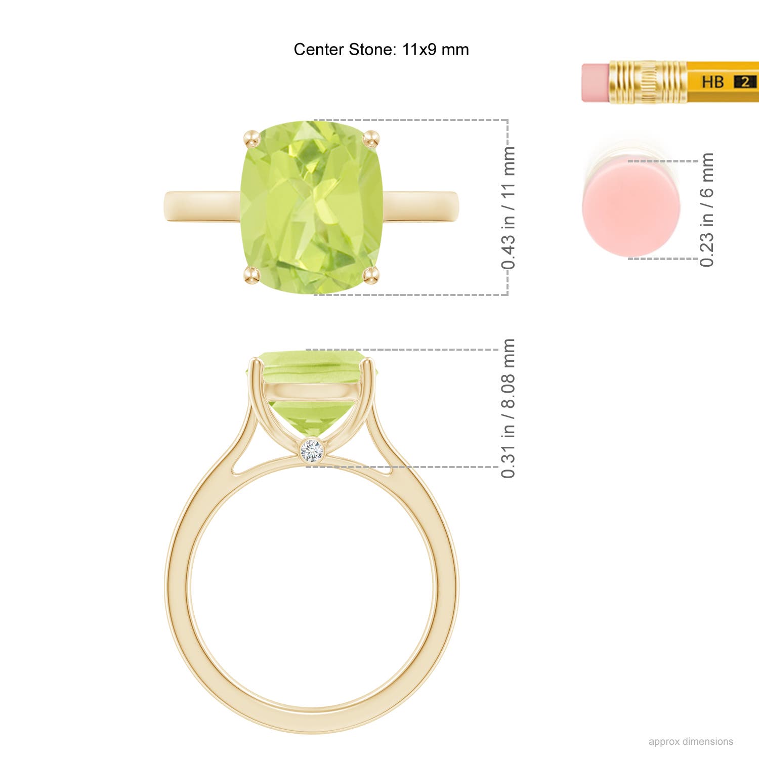 A - Peridot / 4.03 CT / 14 KT Yellow Gold