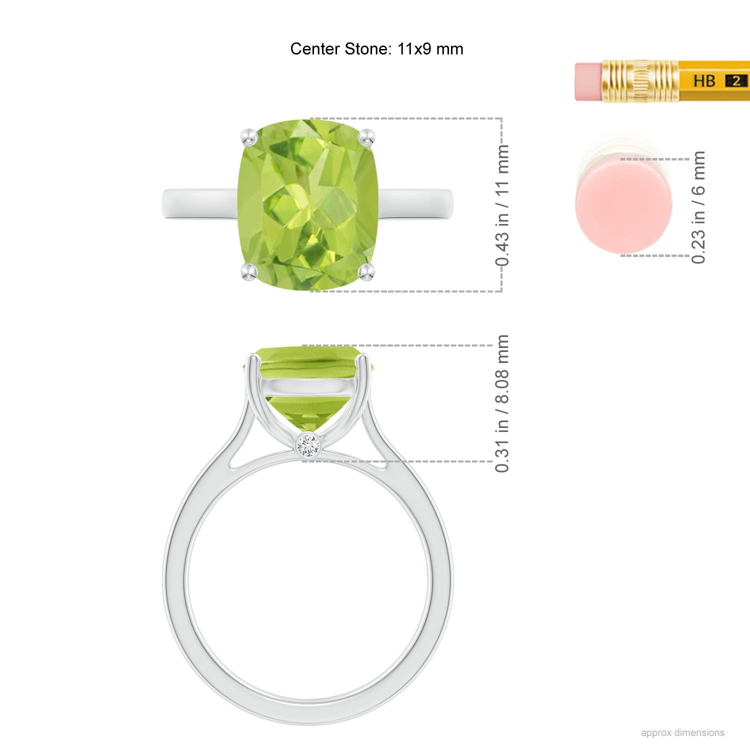 AA - Peridot / 4.03 CT / 14 KT White Gold