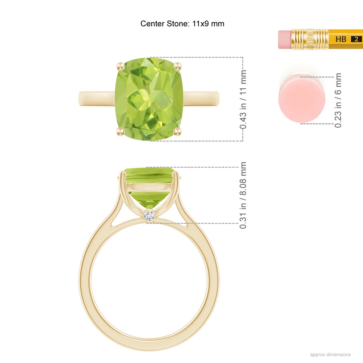 AA - Peridot / 4.03 CT / 14 KT Yellow Gold