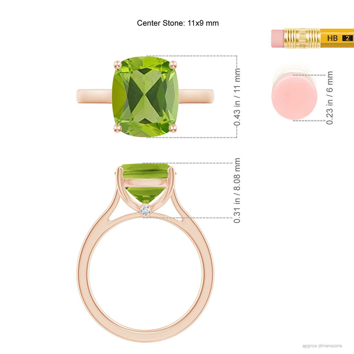 AAA - Peridot / 4.03 CT / 14 KT Rose Gold