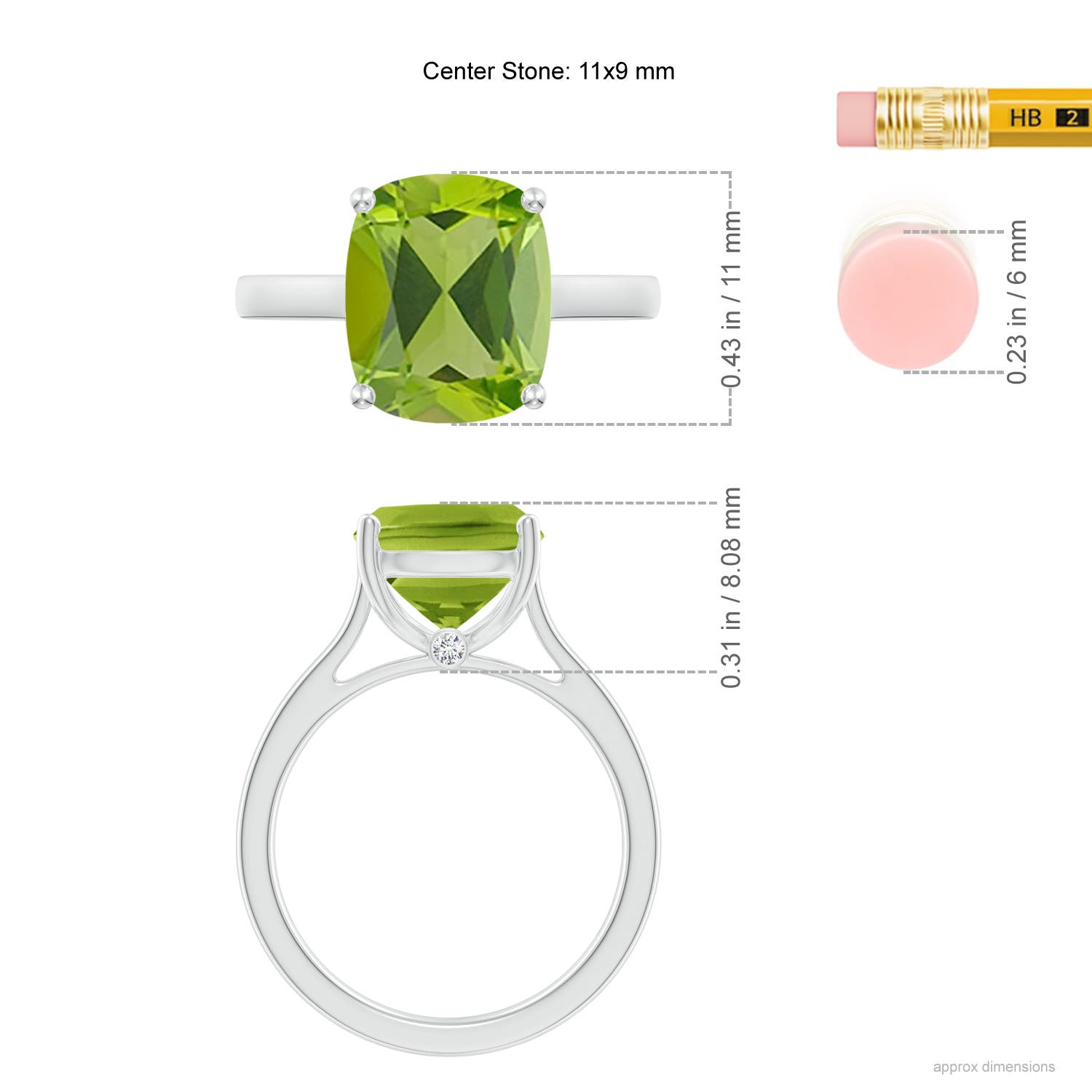 AAA - Peridot / 4.03 CT / 14 KT White Gold