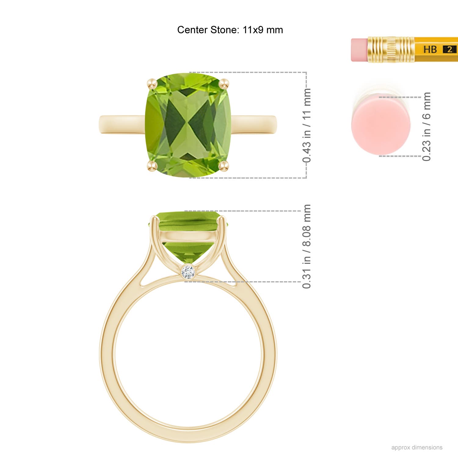 AAA - Peridot / 4.03 CT / 14 KT Yellow Gold