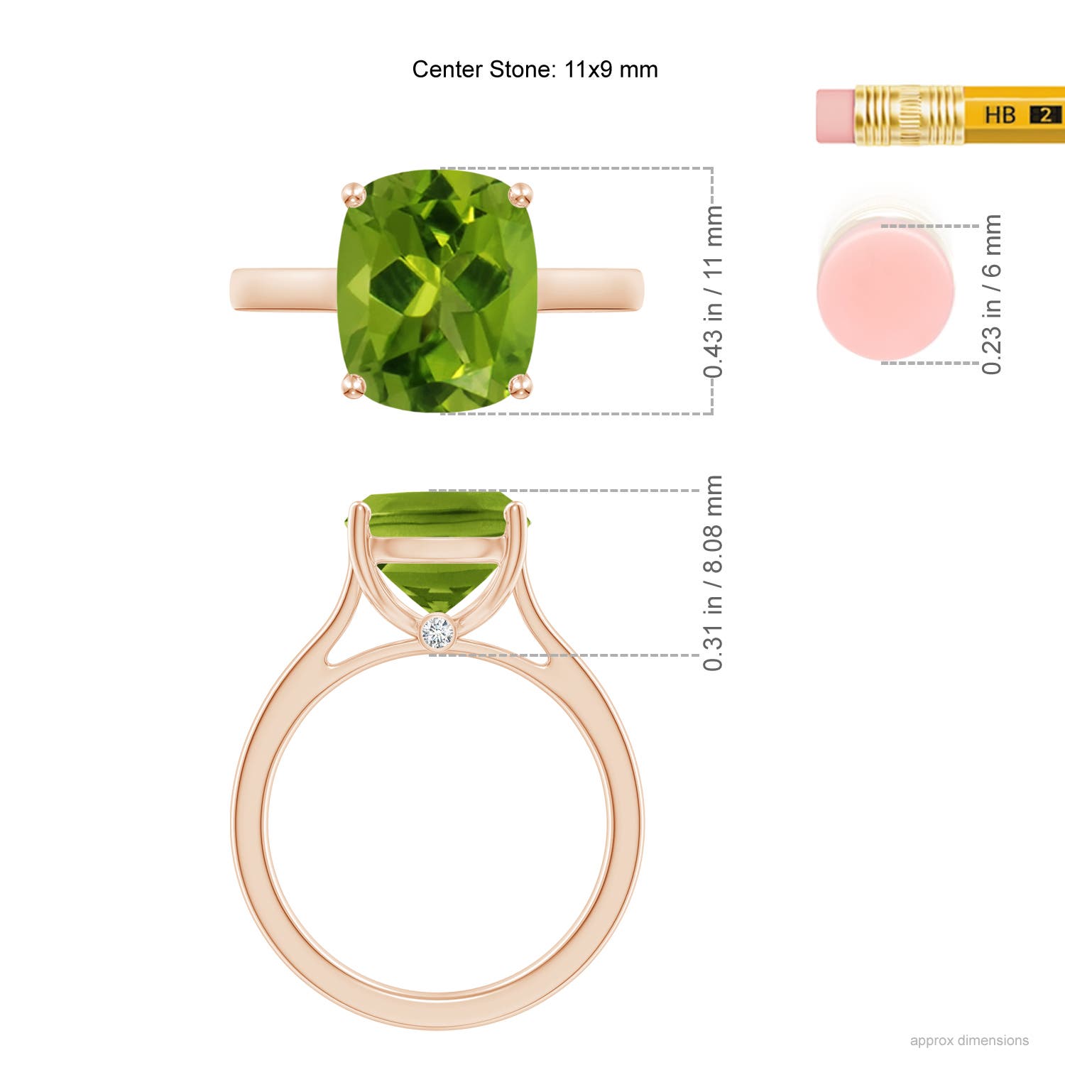 AAAA - Peridot / 4.03 CT / 14 KT Rose Gold