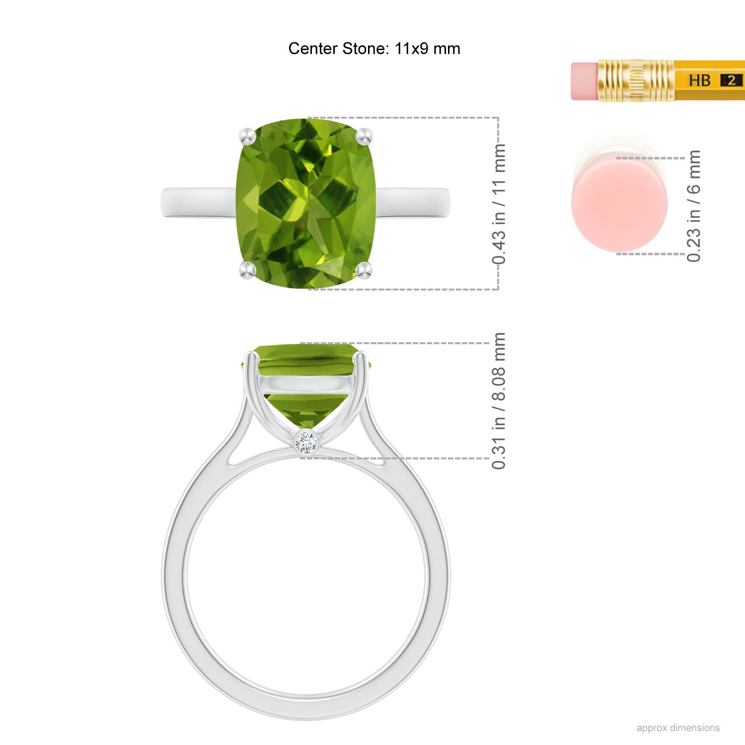 AAAA - Peridot / 4.03 CT / 14 KT White Gold