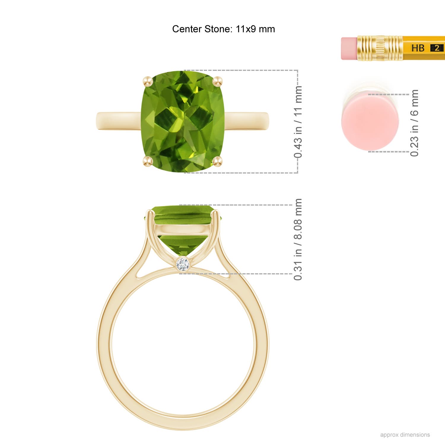 AAAA - Peridot / 4.03 CT / 14 KT Yellow Gold