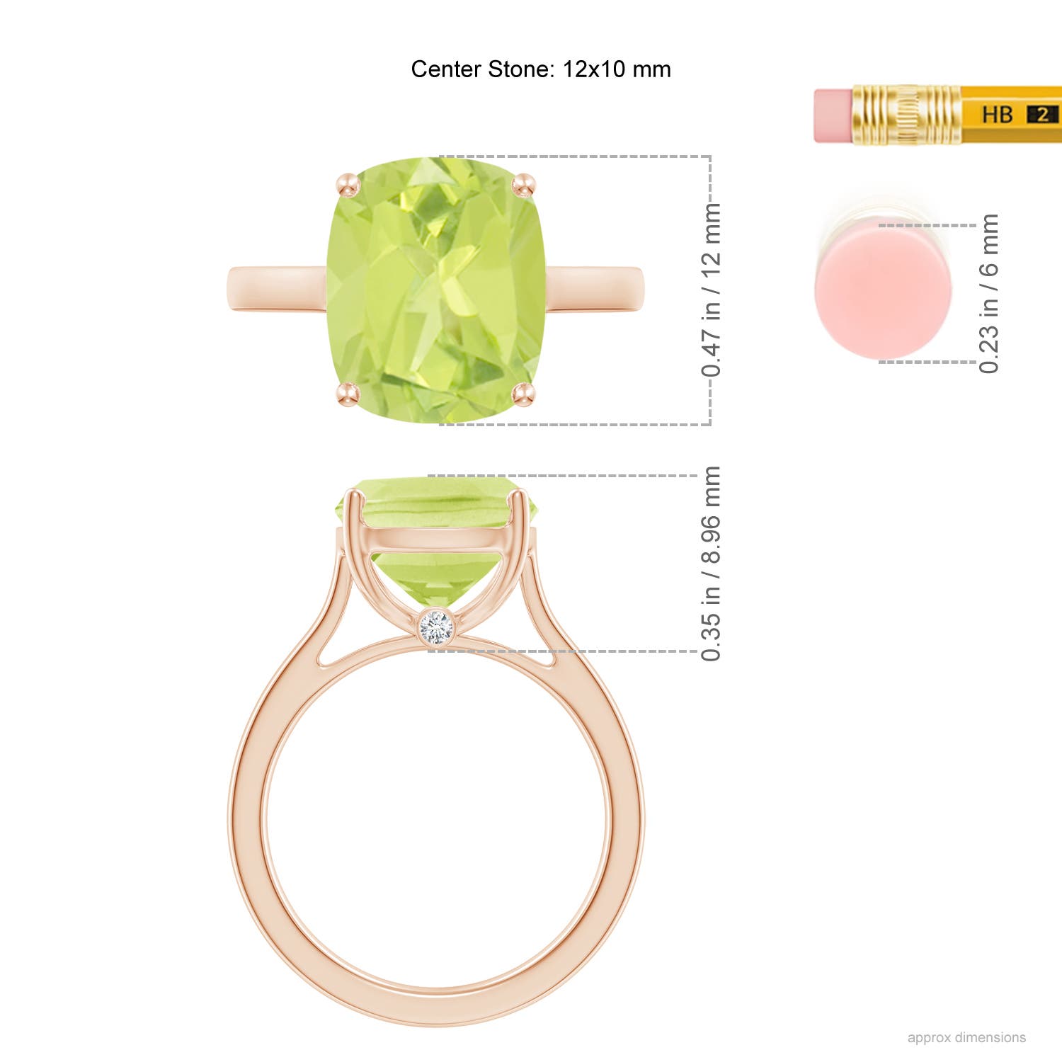 A - Peridot / 5.54 CT / 14 KT Rose Gold