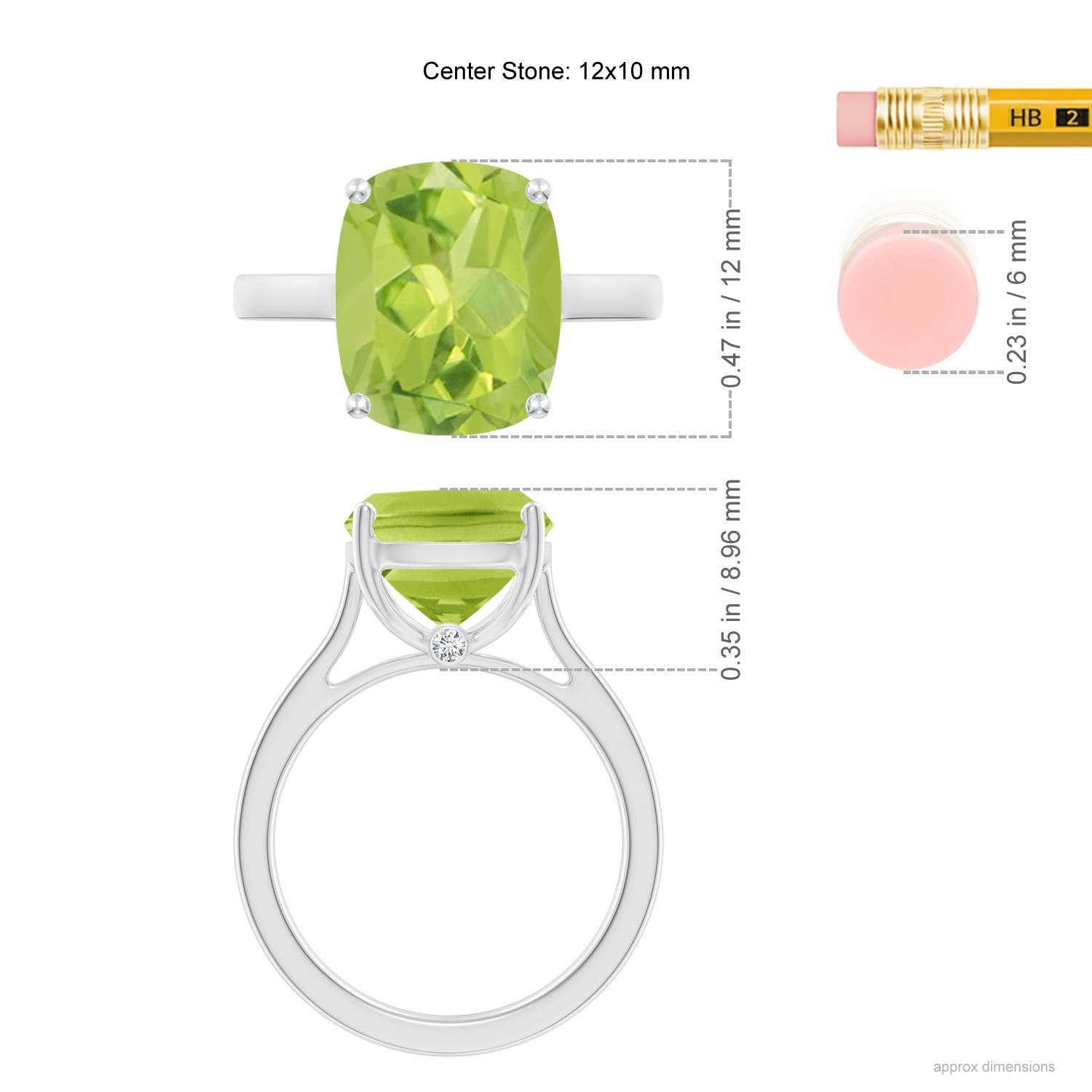 AA - Peridot / 5.54 CT / 14 KT White Gold