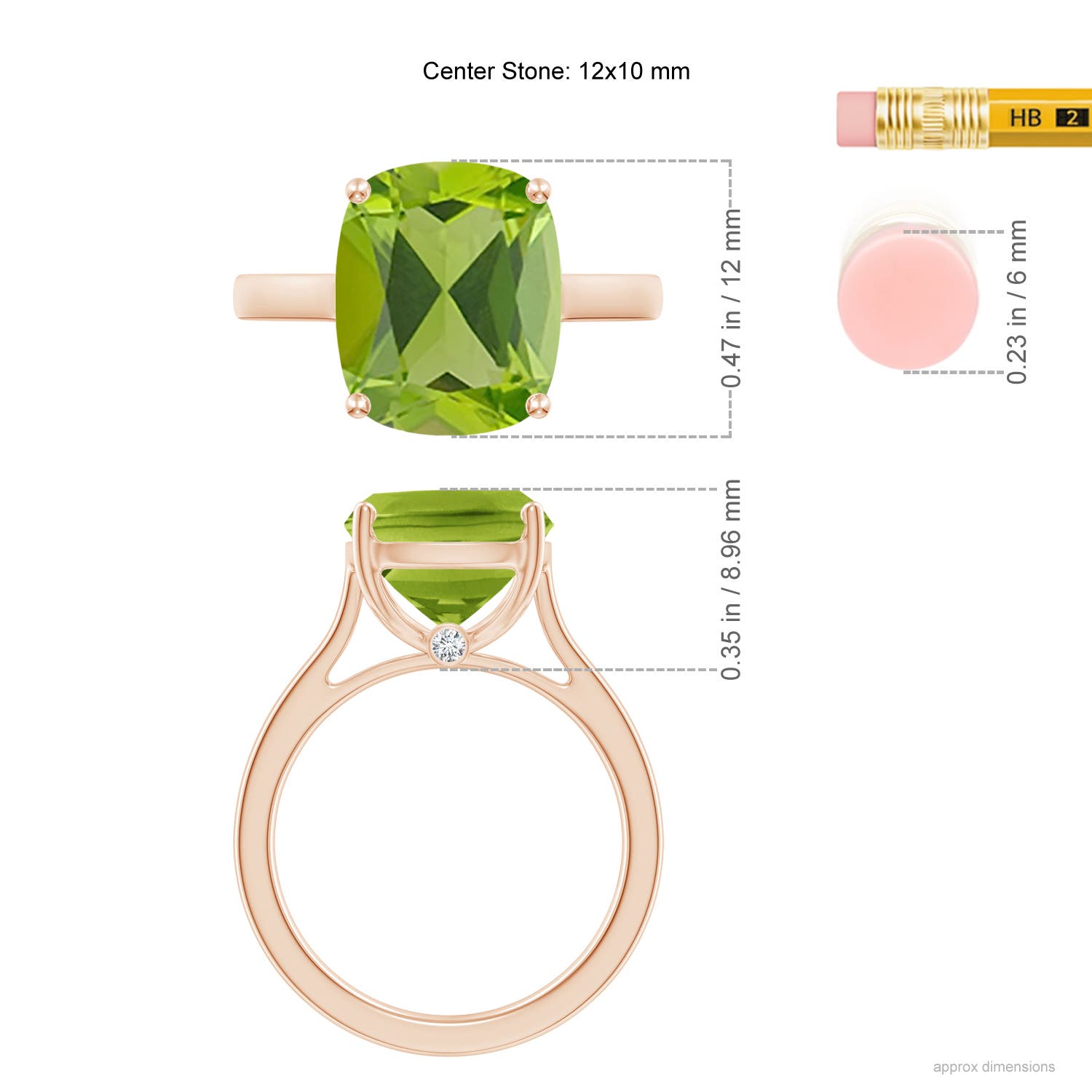 AAA - Peridot / 5.54 CT / 14 KT Rose Gold