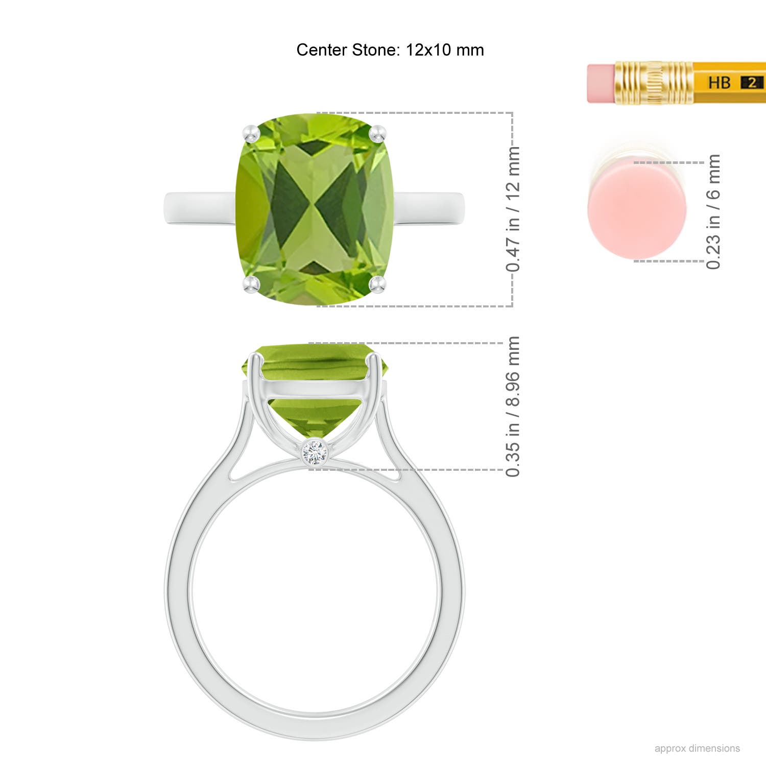 AAA - Peridot / 5.54 CT / 14 KT White Gold