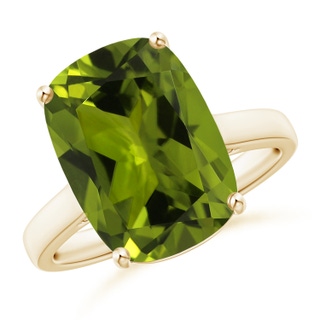 11.02x8.99x5.64mm AA GIA Certified Classic Rectangular Cushion Peridot Solitaire Ring in 10K Yellow Gold