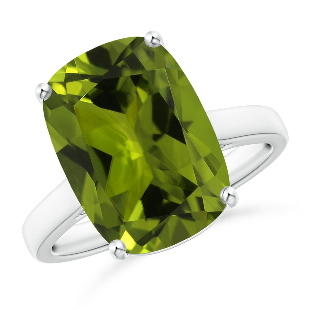 11.02x8.99x5.64mm AA GIA Certified Classic Rectangular Cushion Peridot Solitaire Ring in P950 Platinum