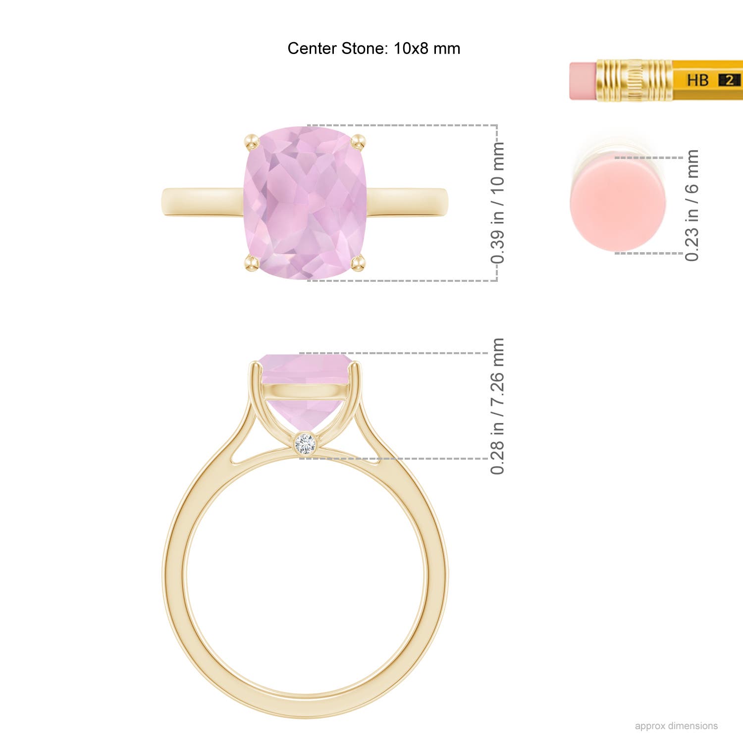 AAA - Rose Quartz / 2.75 CT / 14 KT Yellow Gold