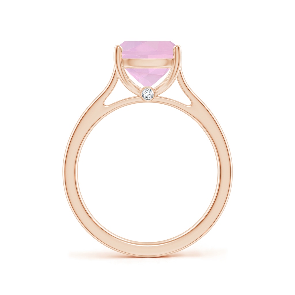 10x8mm AAAA Classic Cushion Rose Quartz Solitaire Ring with Hidden Accents in Rose Gold Side 199