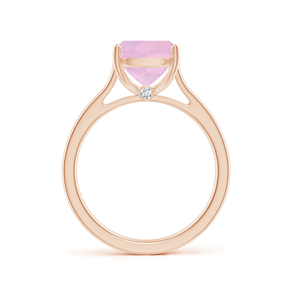 10x8mm AAAA Classic Cushion Rose Quartz Solitaire Ring with Hidden Accents in Rose Gold side 199