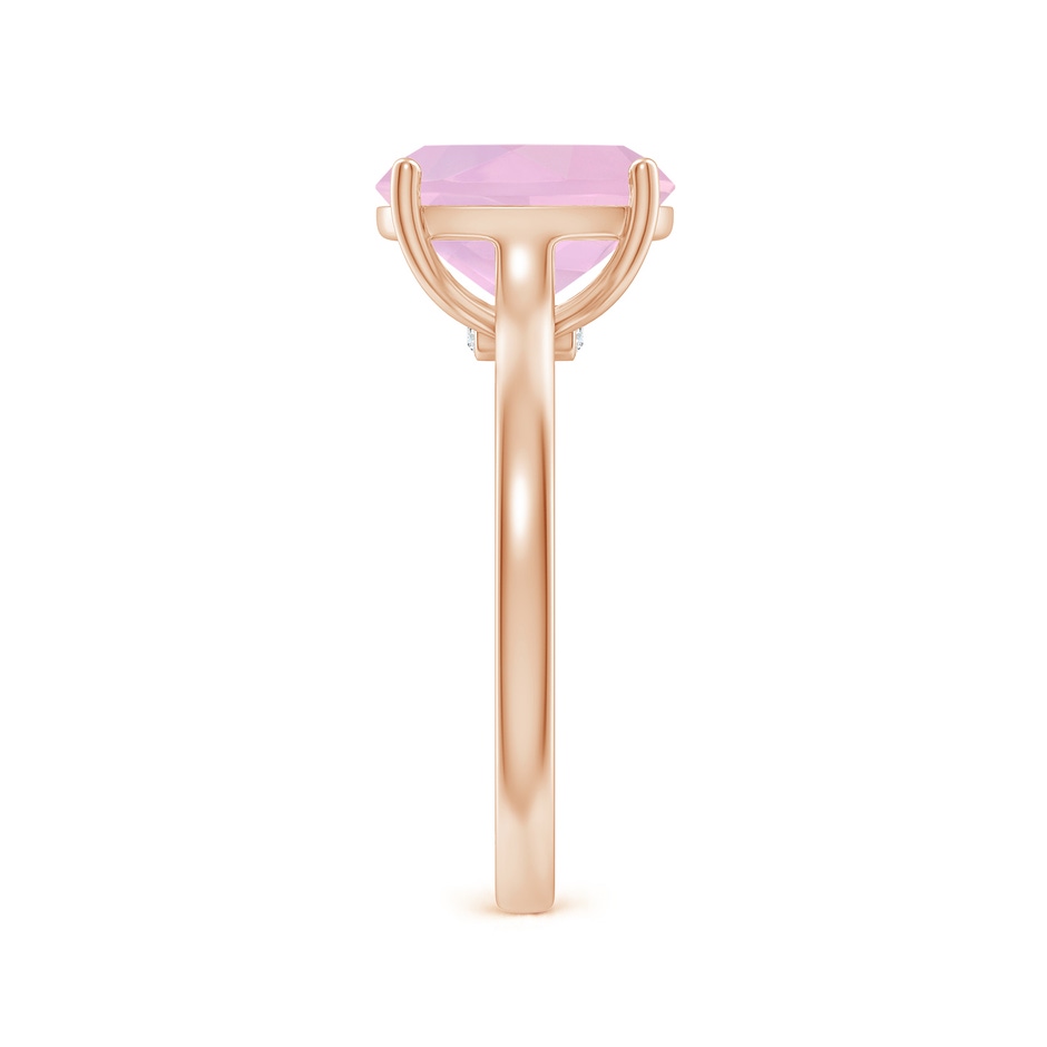 10x8mm AAAA Classic Cushion Rose Quartz Solitaire Ring with Hidden Accents in Rose Gold side 299