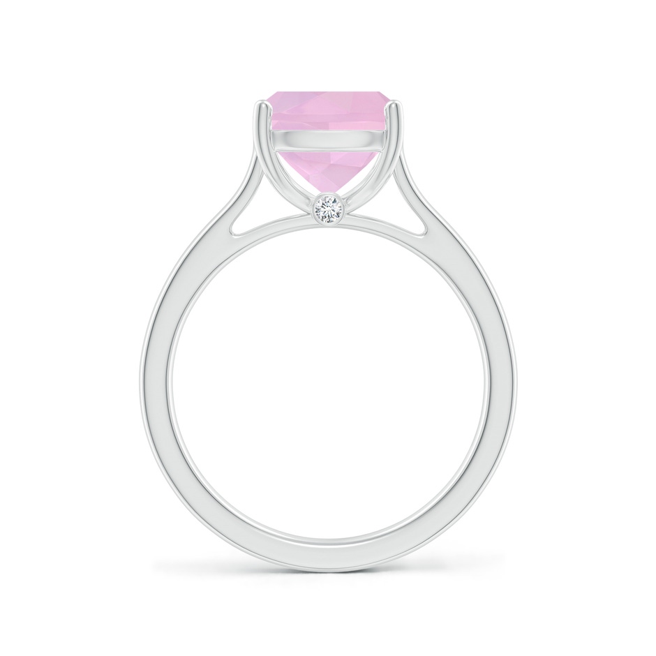 10x8mm AAAA Classic Cushion Rose Quartz Solitaire Ring with Hidden Accents in White Gold side 199