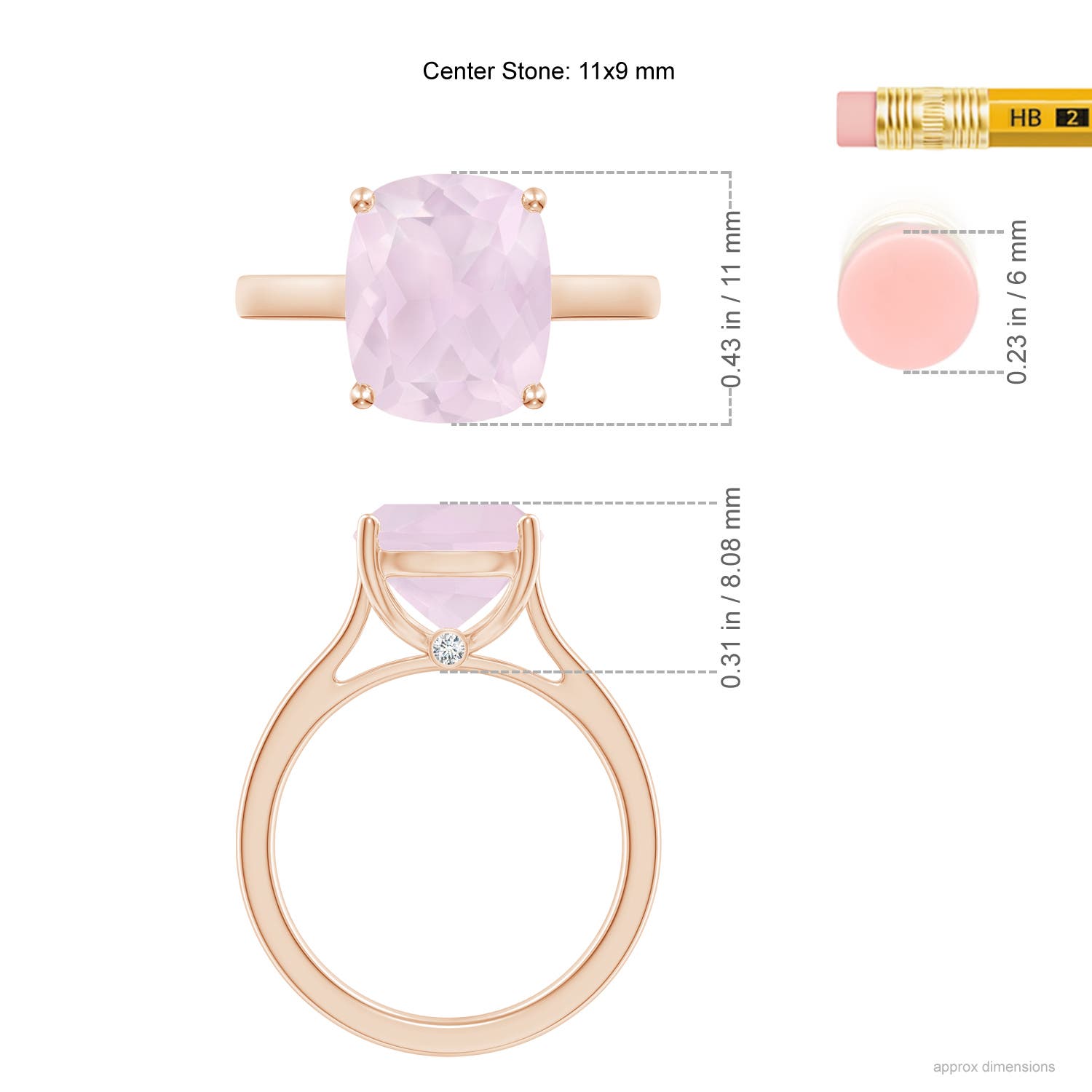 A - Rose Quartz / 3.68 CT / 14 KT Rose Gold