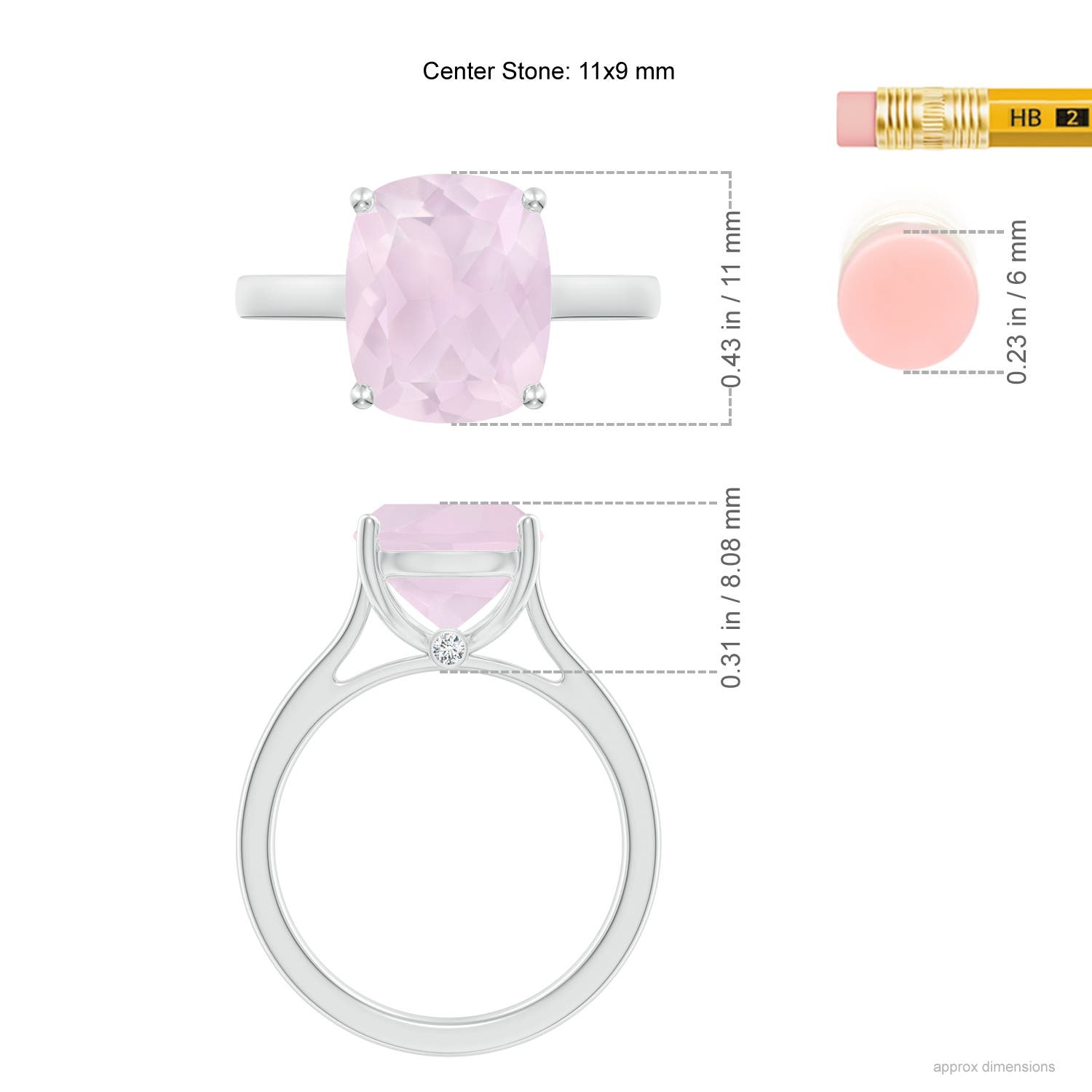 A - Rose Quartz / 3.68 CT / 14 KT White Gold