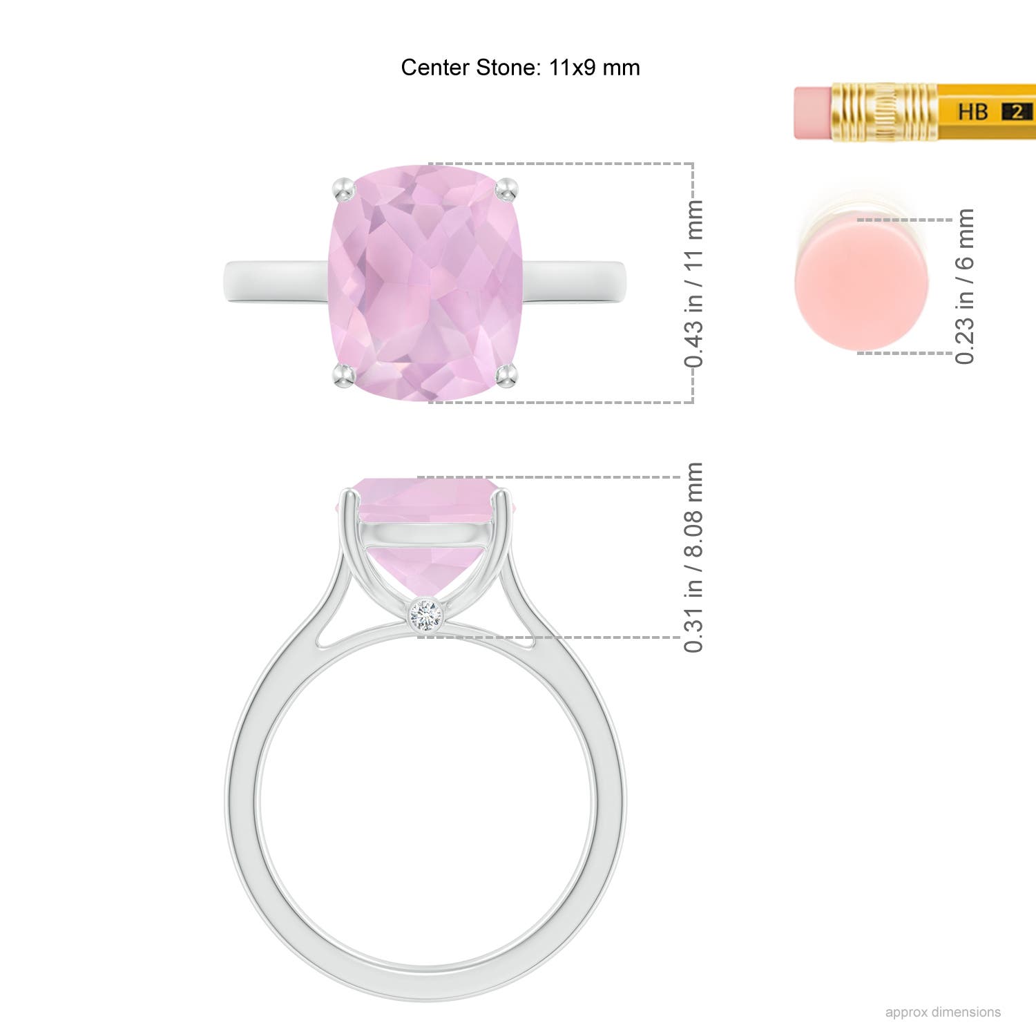 AAA - Rose Quartz / 3.68 CT / 14 KT White Gold