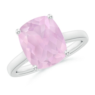 11x9mm AAAA Classic Cushion Rose Quartz Solitaire Ring with Hidden Accents in P950 Platinum