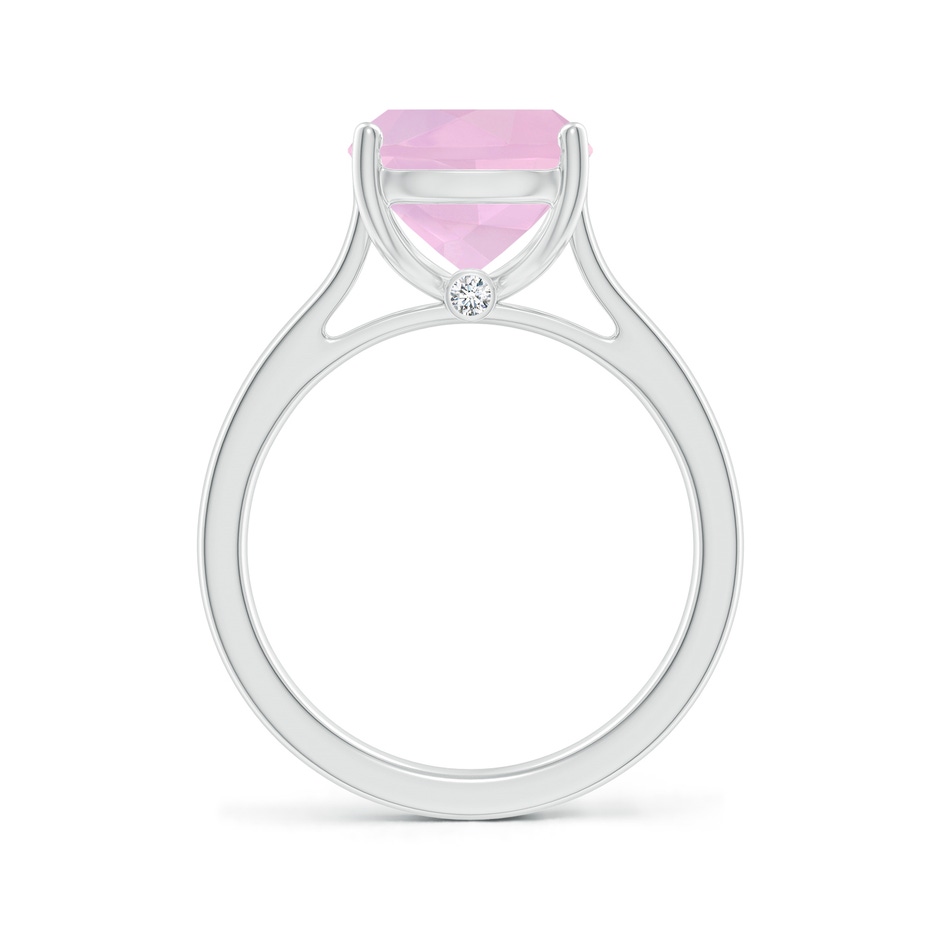 11x9mm AAAA Classic Cushion Rose Quartz Solitaire Ring with Hidden Accents in P950 Platinum side 199