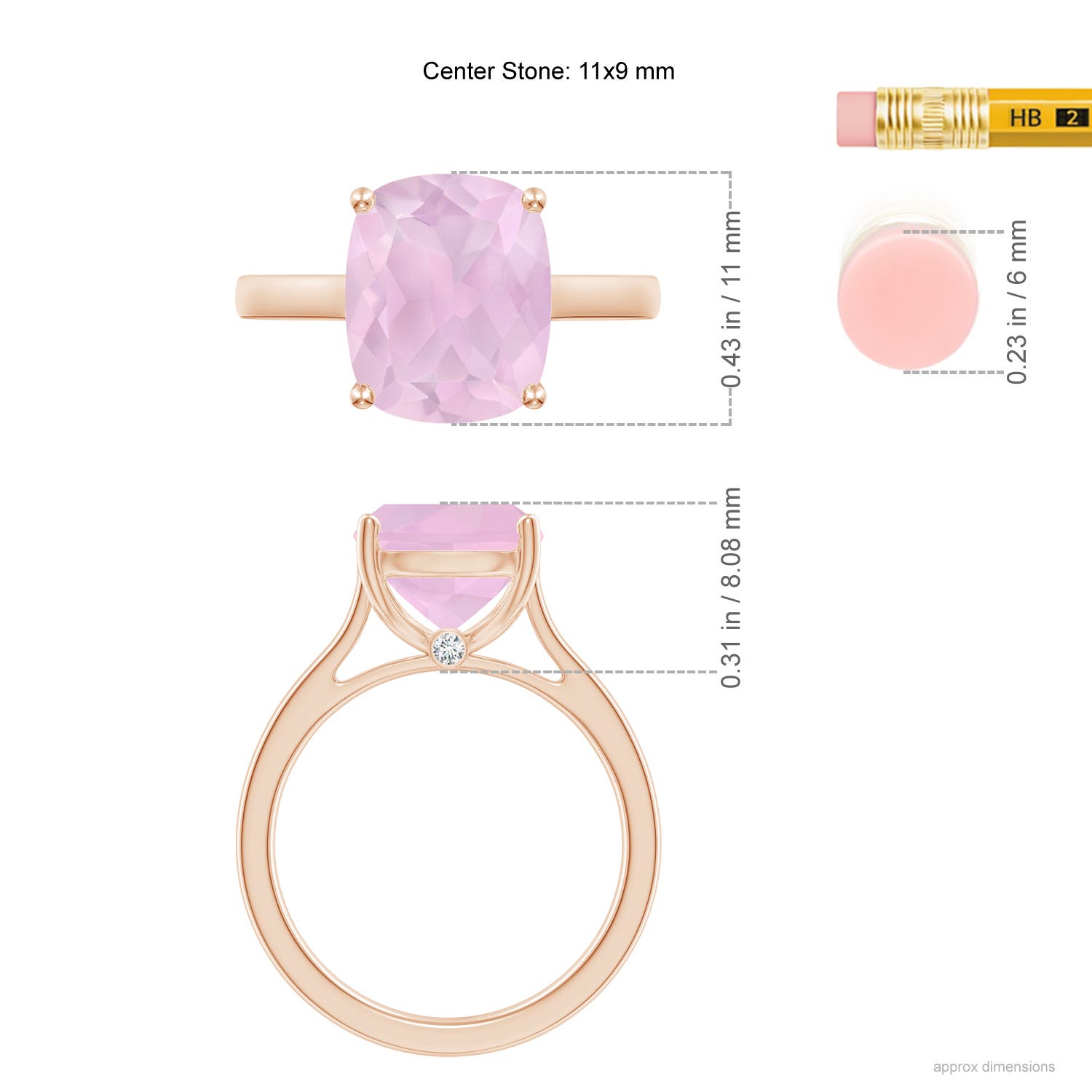 AAAA - Rose Quartz / 3.68 CT / 14 KT Rose Gold