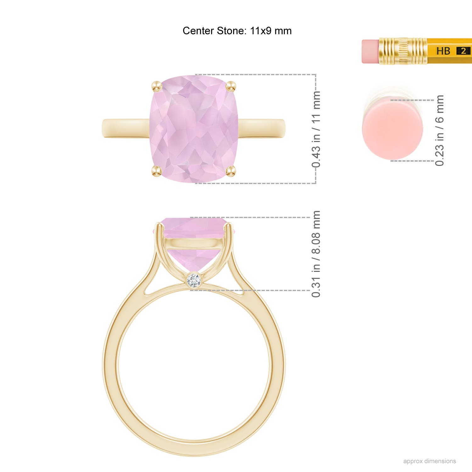 AAAA - Rose Quartz / 3.68 CT / 14 KT Yellow Gold