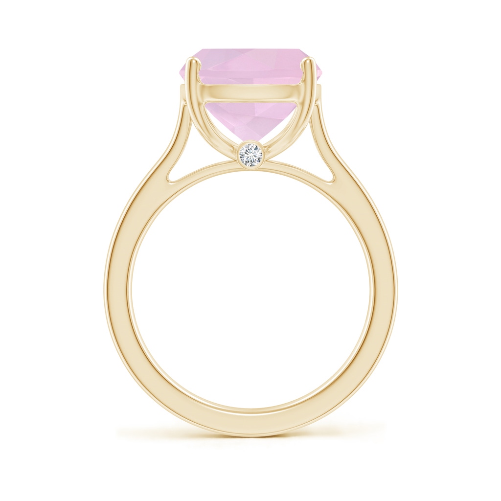 12x10mm AAA Classic Cushion Rose Quartz Solitaire Ring with Hidden Accents in Yellow Gold Side 199