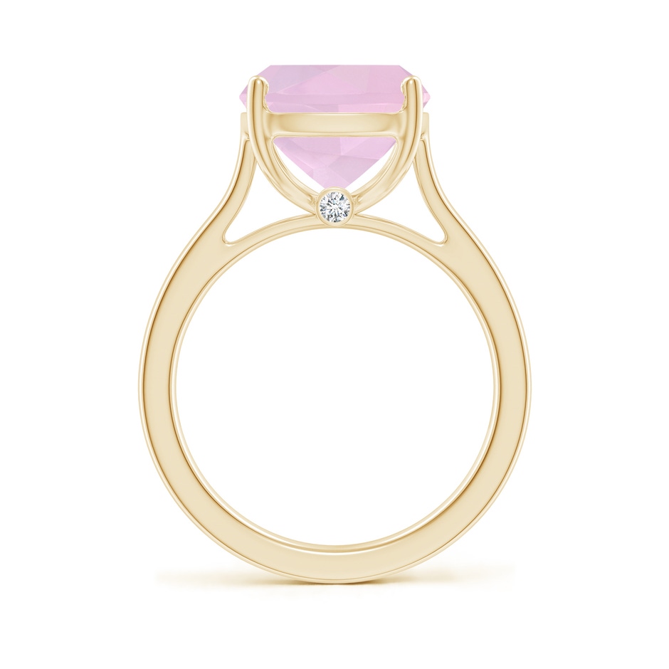 12x10mm AAA Classic Cushion Rose Quartz Solitaire Ring with Hidden Accents in Yellow Gold Side 199