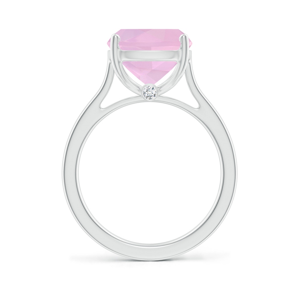 12x10mm AAAA Classic Cushion Rose Quartz Solitaire Ring with Hidden Accents in P950 Platinum Side 199