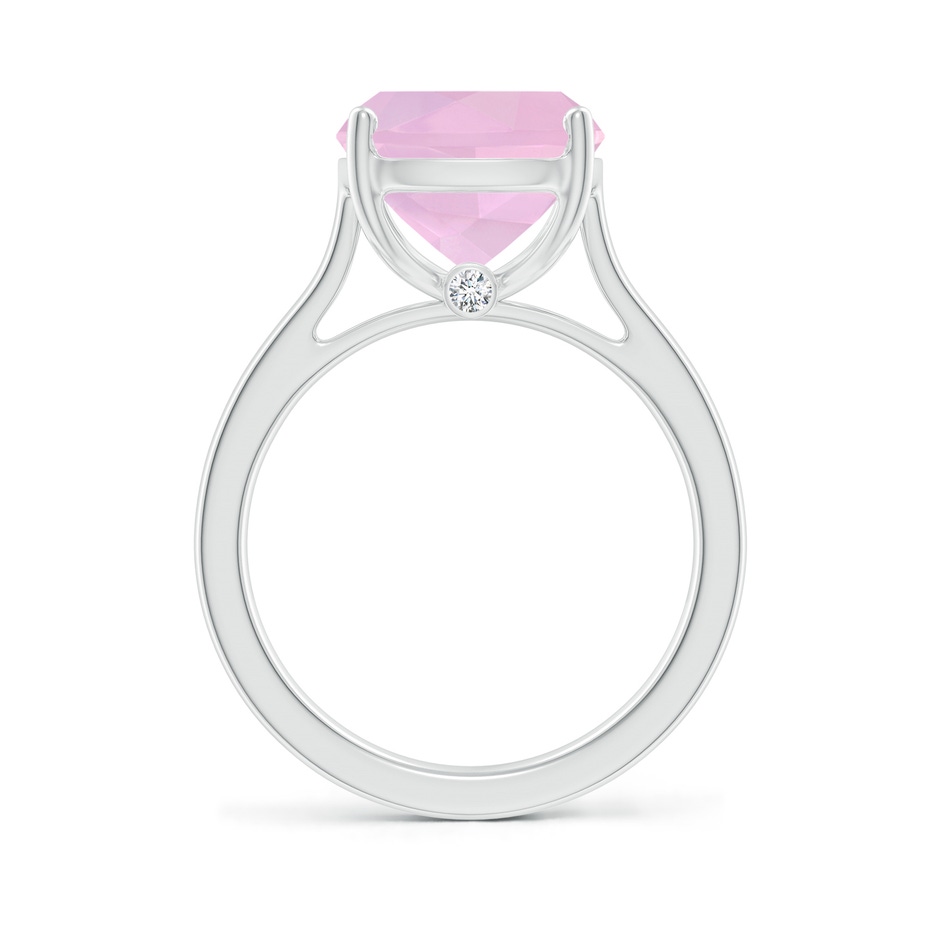 12x10mm AAAA Classic Cushion Rose Quartz Solitaire Ring with Hidden Accents in P950 Platinum side 199