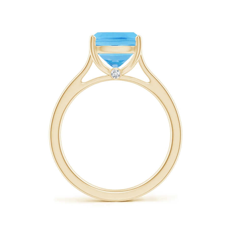 10x8mm A Classic Cushion Swiss Blue Topaz Solitaire Ring with Hidden Accents in 10K Yellow Gold side-1