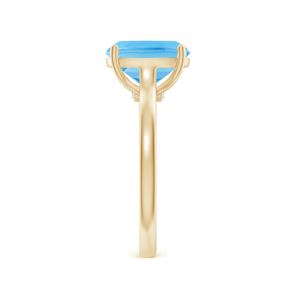 10x8mm A Classic Cushion Swiss Blue Topaz Solitaire Ring with Hidden Accents in 10K Yellow Gold side-2