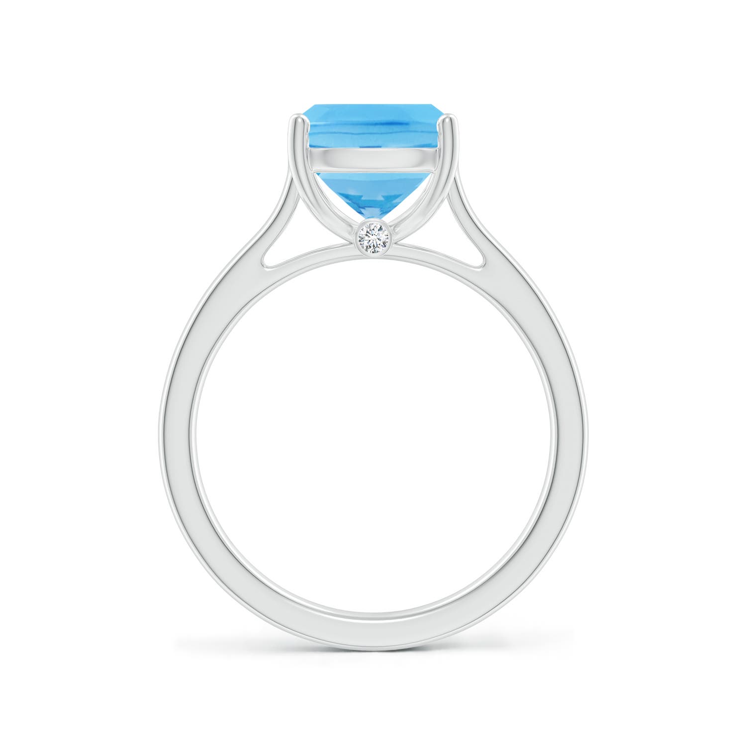 A - Swiss Blue Topaz / 3.22 CT / 14 KT White Gold