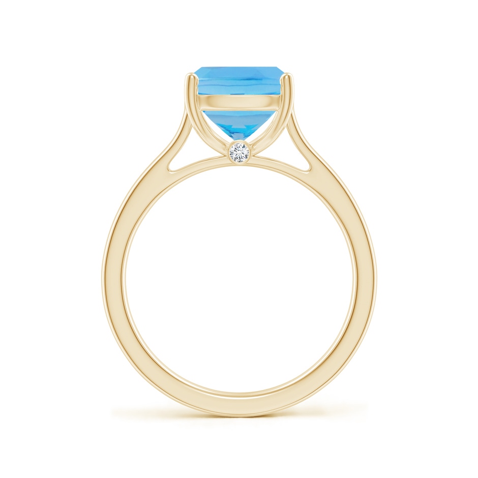 10x8mm AA Classic Cushion Swiss Blue Topaz Solitaire Ring with Hidden Accents in 10K Yellow Gold side-1