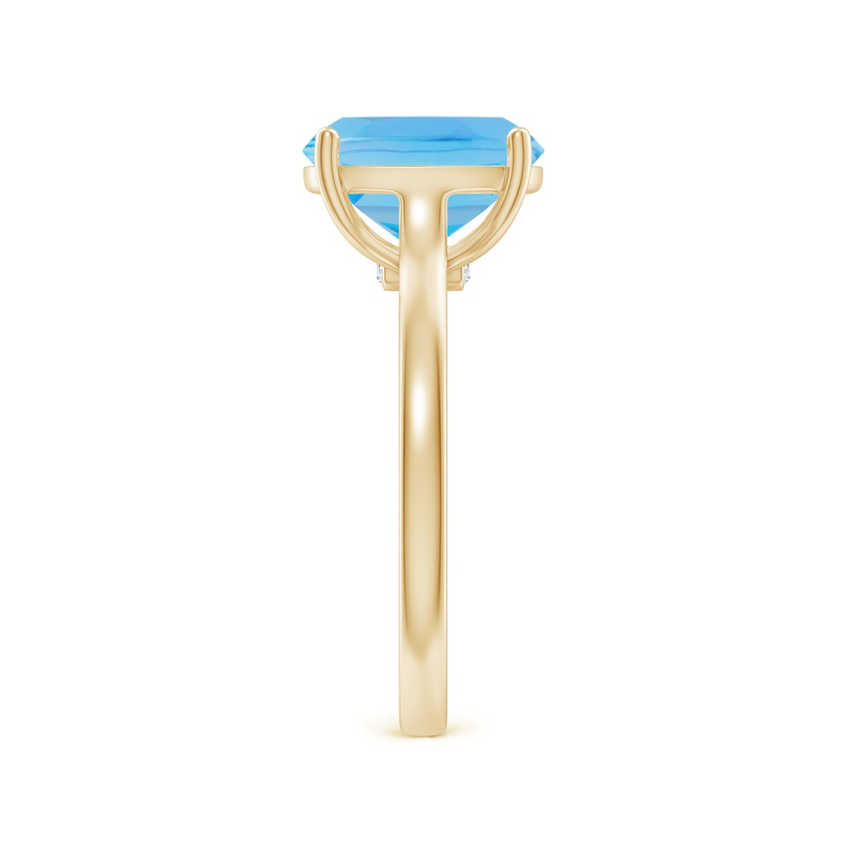 10x8mm AA Classic Cushion Swiss Blue Topaz Solitaire Ring with Hidden Accents in 10K Yellow Gold side-2