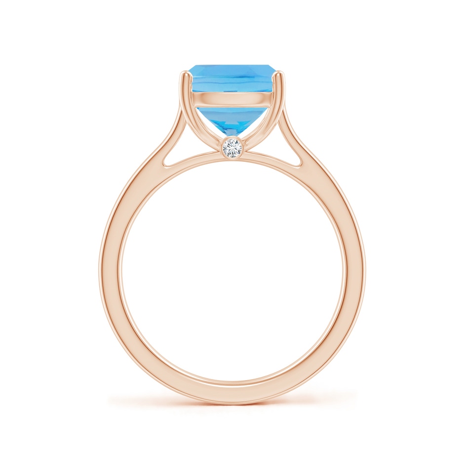 10x8mm AA Classic Cushion Swiss Blue Topaz Solitaire Ring with Hidden Accents in Rose Gold side-1