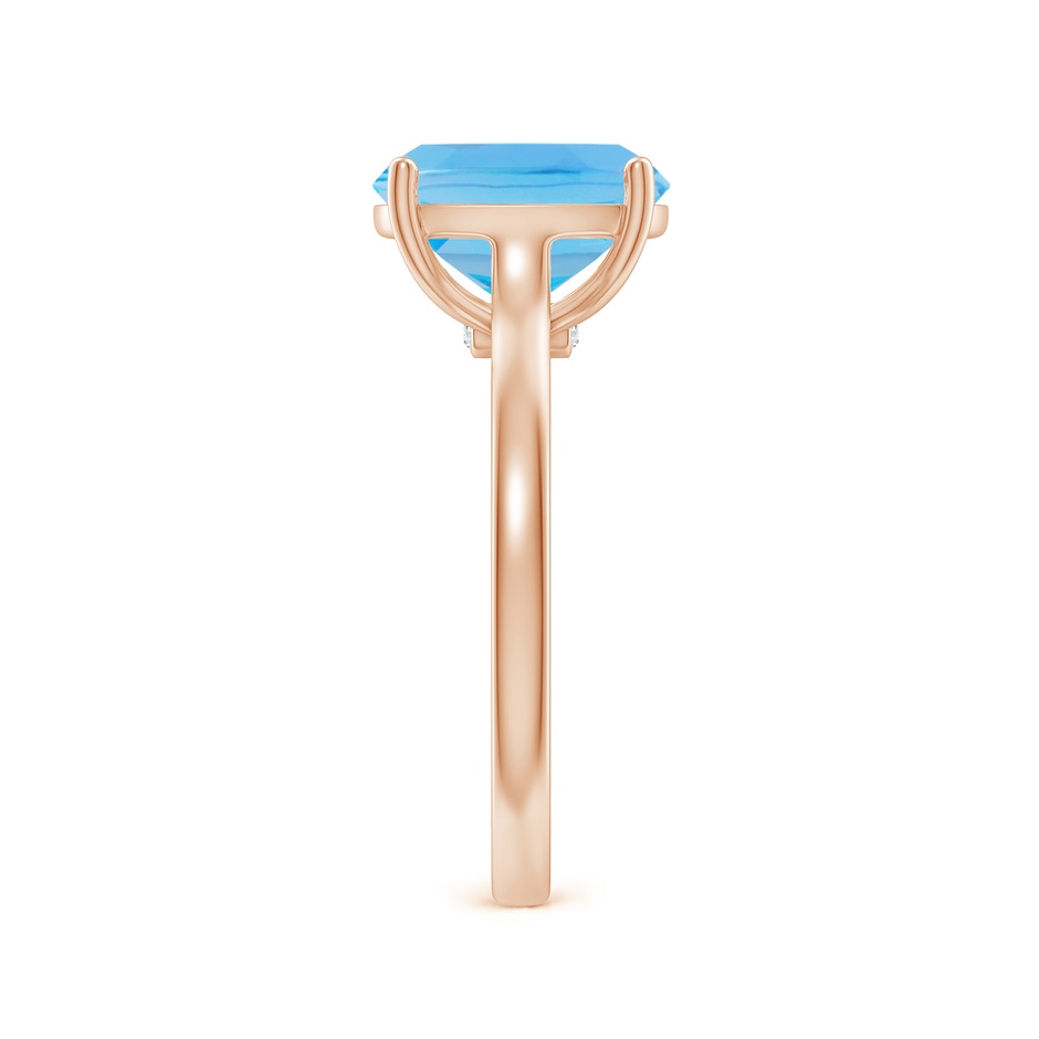 10x8mm AA Classic Cushion Swiss Blue Topaz Solitaire Ring with Hidden Accents in Rose Gold side-2